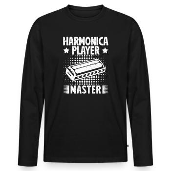 Harmonica Musican Player Master Harmonica - Männer Premium Bio Langarmshirt - Schwarz - Vorne - Nico (187cm)