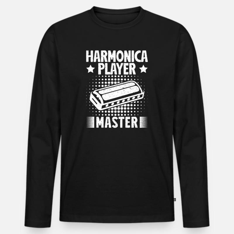 Harmonica Musican Player Master Harmonica - Men's Premium Organic Long Sleeve Shirt - black