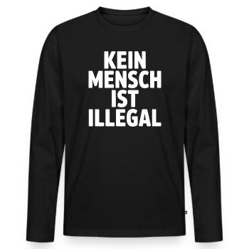 No One Is Illegal - Against the Right - Men's Premium Organic Long Sleeve Shirt - black - Front - Nico (187cm)