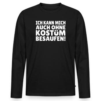 Je peux me saouler sans costume - T-shirt manches longues Premium bio Homme - noir - Devant - Nico (187cm)