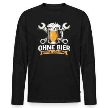 Pas de solution sans bière – Camiseta Beer & Tools - T-shirt manches longues Premium bio Homme - noir - Devant - Nico (187cm)
