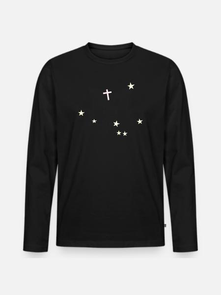 Cross in the starry sky - Men's Premium Organic Long Sleeve Shirt - black