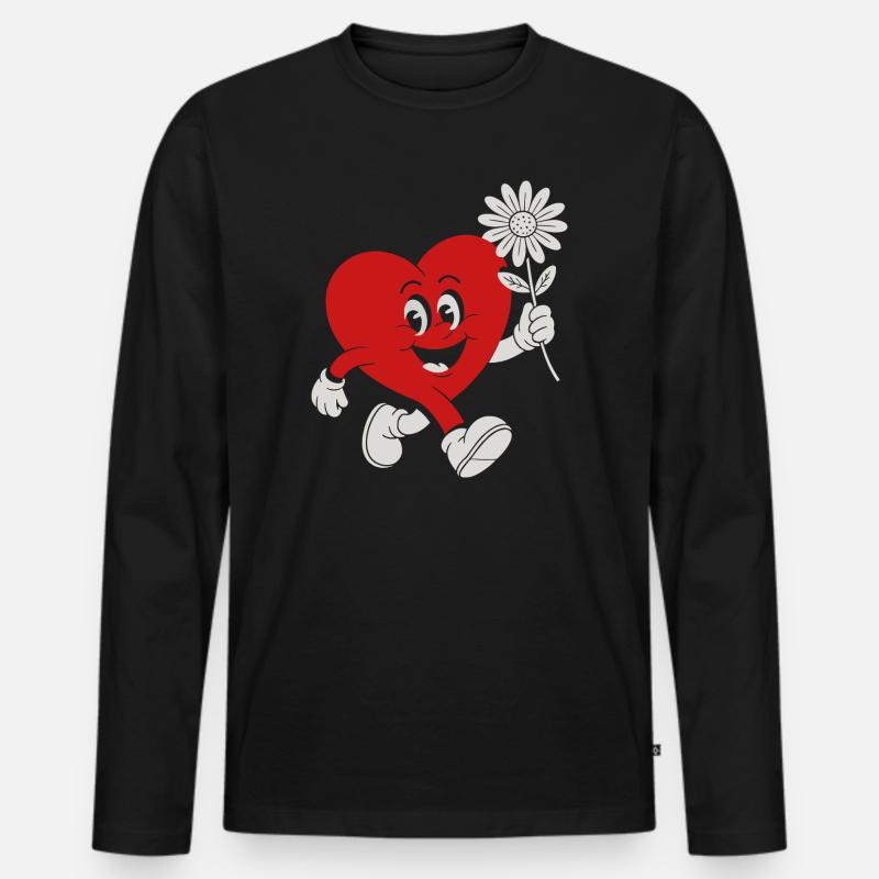 Herzheld mit Daisy - Männer Premium Bio Langarmshirt - Schwarz