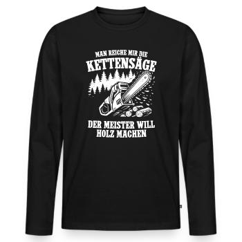 Passe-moi les tronçonneuses - T-shirt manches longues Premium bio Homme - noir - Devant - Nico (187cm)