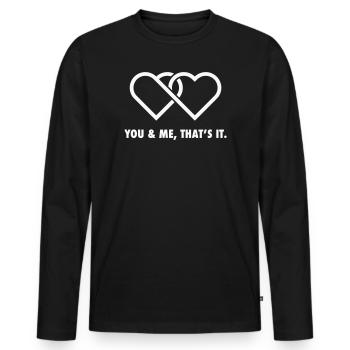You And Me That's It - Valentine Linked Hearts - Men's Premium Organic Long Sleeve Shirt - black - Front - Nico (187cm)