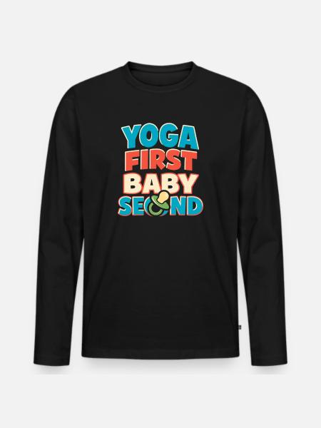 Vorgeburtliches Yoga Werdende Mutter - Männer Premium Bio Langarmshirt - Schwarz