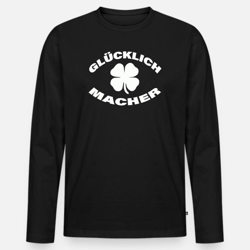 GLÜCKLICHMACHER - Männer Premium Bio Langarmshirt - Schwarz