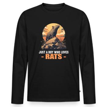 Rat Rat - T-shirt manches longues Premium bio Homme - noir - Devant - Nico (187cm)
