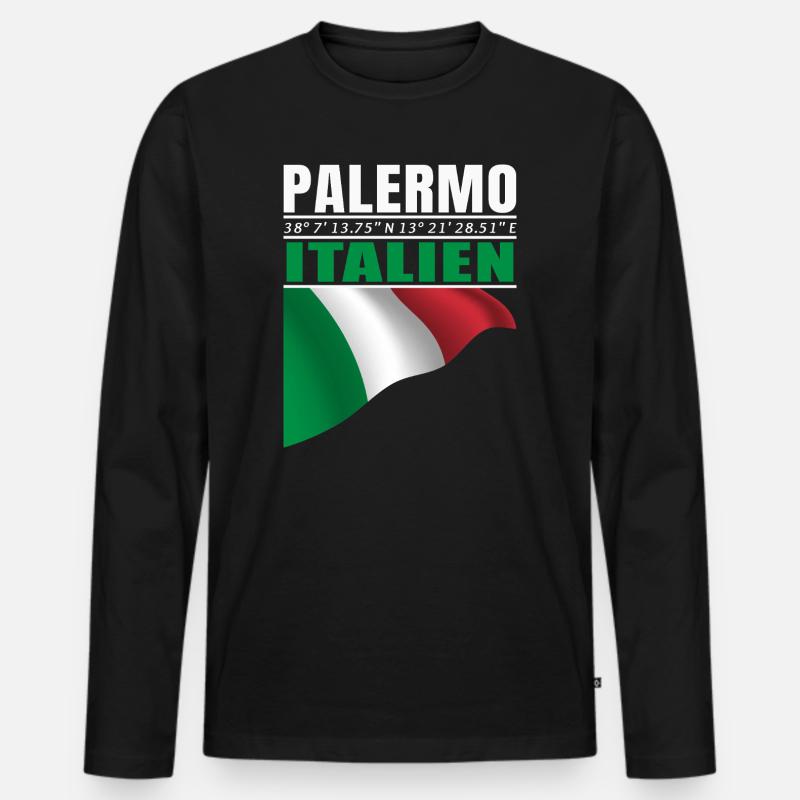 Palermo - Männer Premium Bio Langarmshirt - Schwarz