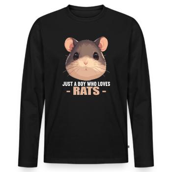 Rat Rat - T-shirt manches longues Premium bio Homme - noir - Devant - Nico (187cm)