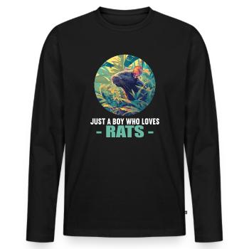 Rat Rat - T-shirt manches longues Premium bio Homme - noir - Devant - Nico (187cm)
