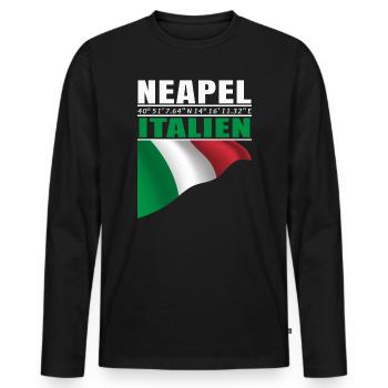 Naples - Men's Premium Organic Long Sleeve Shirt - black - Front - Nico (187cm)