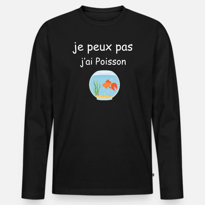 Ich kann keinen Fisch essen - Männer Premium Bio Langarmshirt - Schwarz