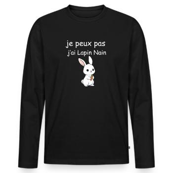 I can't I have Miniature Rabbit - Men's Premium Organic Long Sleeve Shirt - black - Front - Nico (187cm)