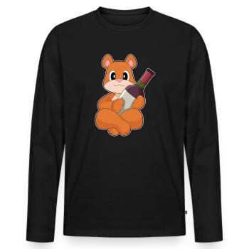 Bär Flasche Rotwein - Männer Premium Bio Langarmshirt - Schwarz - Vorne - Nico (187cm)
