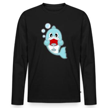 Dolphin Red Wine - Men's Premium Organic Long Sleeve Shirt - black - Front - Nico (187cm)
