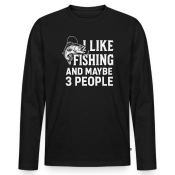 J’aime la pêche et peut-être trois personnes pêcher Angeln - T-shirt manches longues Premium bio Homme - noir - Devant - Nico (187cm)