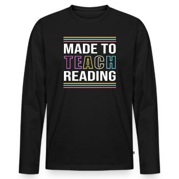 École primaire École maternelle Enseignant de l’école primaire Lecture - T-shirt manches longues Premium bio Homme - noir - Devant - Nico (187cm)