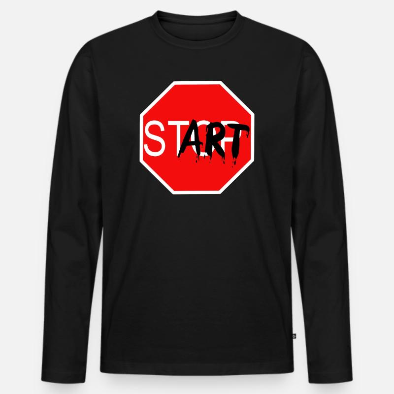 Startzeichen Graffiti Stoppschild - Männer Premium Bio Langarmshirt - Schwarz