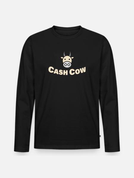 CASH COW - Männer Premium Bio Langarmshirt - Schwarz