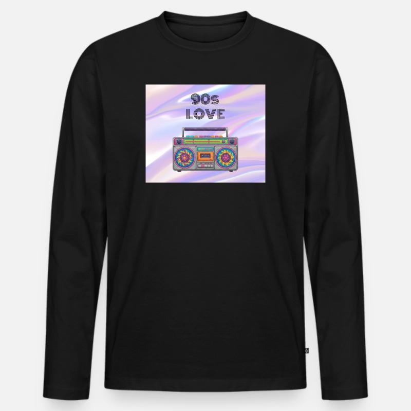 90s Liebe Boombox - Männer Premium Bio Langarmshirt - Schwarz