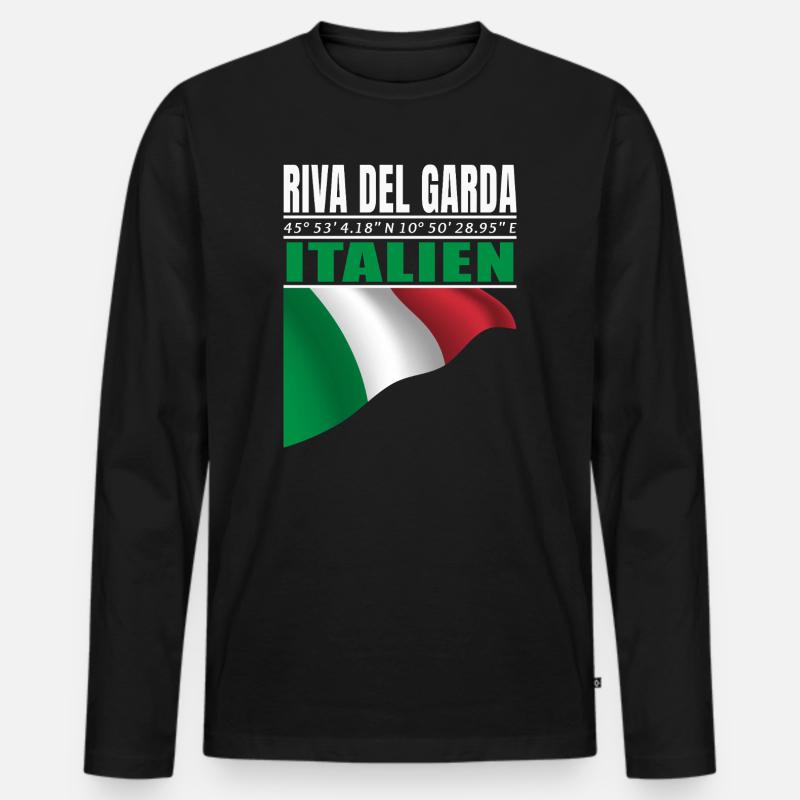 Riva del Garda - Männer Premium Bio Langarmshirt - Schwarz