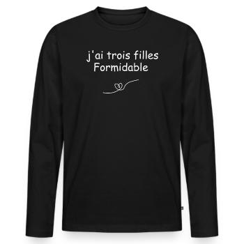 Drei großartige Mädchen - Männer Premium Bio Langarmshirt - Schwarz - Vorne - Nico (187cm)