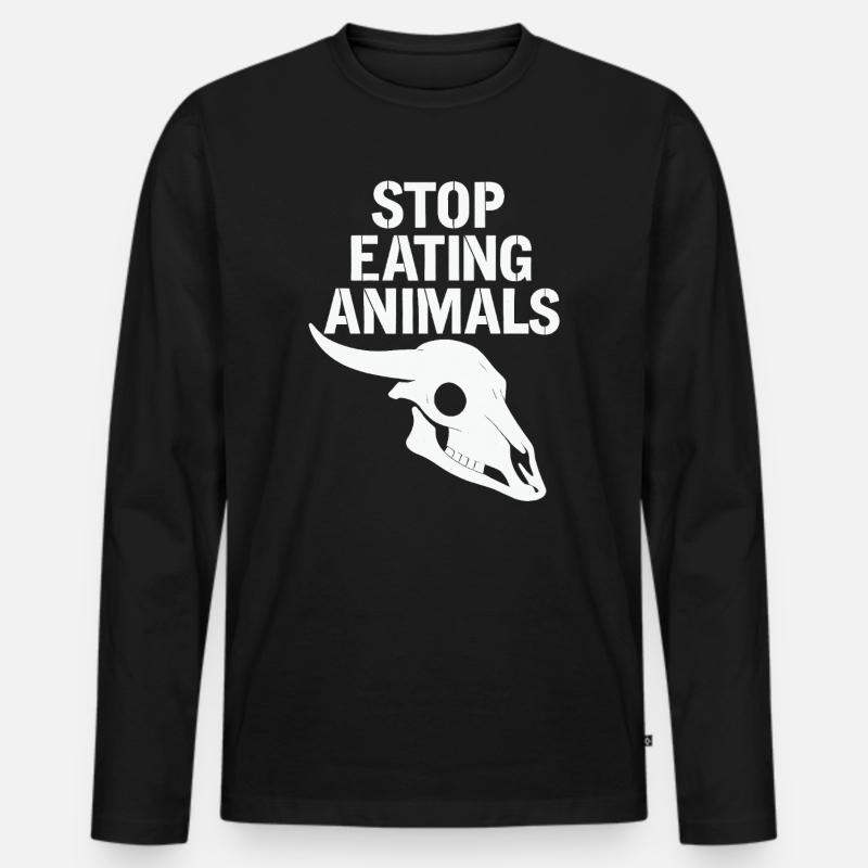 Stop Eating Animals Skull - Männer Premium Bio Langarmshirt - Schwarz
