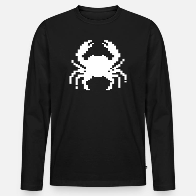 Pixelkrabben-Design - Männer Premium Bio Langarmshirt - Schwarz