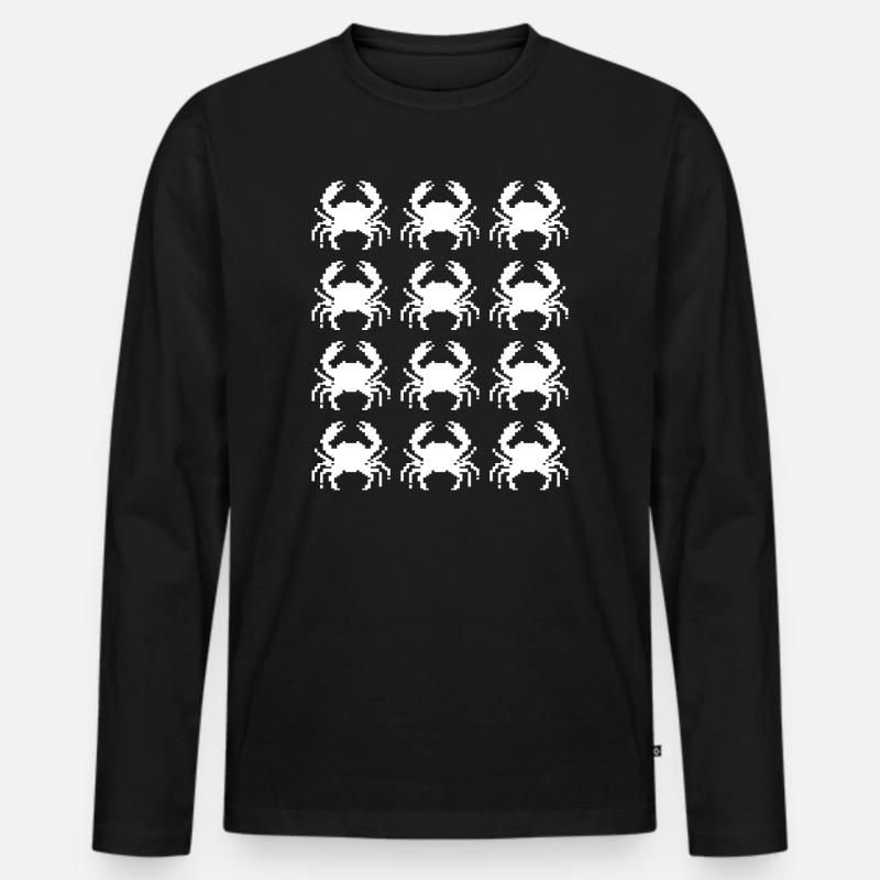 Crab Pixel Pattern Repeat - Men's Premium Organic Long Sleeve Shirt - black