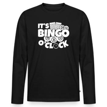 Joueur de bingo, c’est l’heure du bingo bingo - T-shirt manches longues Premium bio Homme - noir - Devant - Nico (187cm)