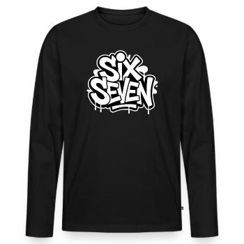 Six Seven 67 – lustige Gen Alpha Memes - Männer Premium Bio Langarmshirt - Schwarz - Vorne - Nico (187cm)
