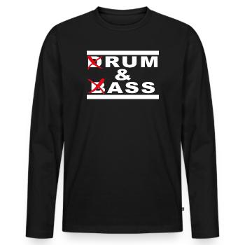 Rum & Ass – Drum and Bass Word Game - Men's Premium Organic Long Sleeve Shirt - black - Front - Nico (187cm)