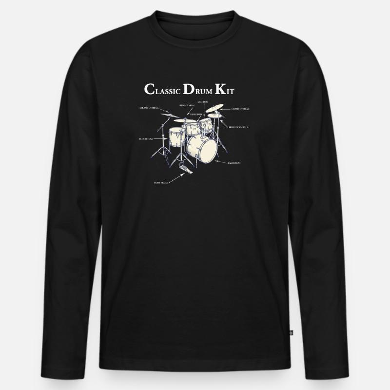 Klassisches Trommeldiagramm - Männer Premium Bio Langarmshirt - Schwarz