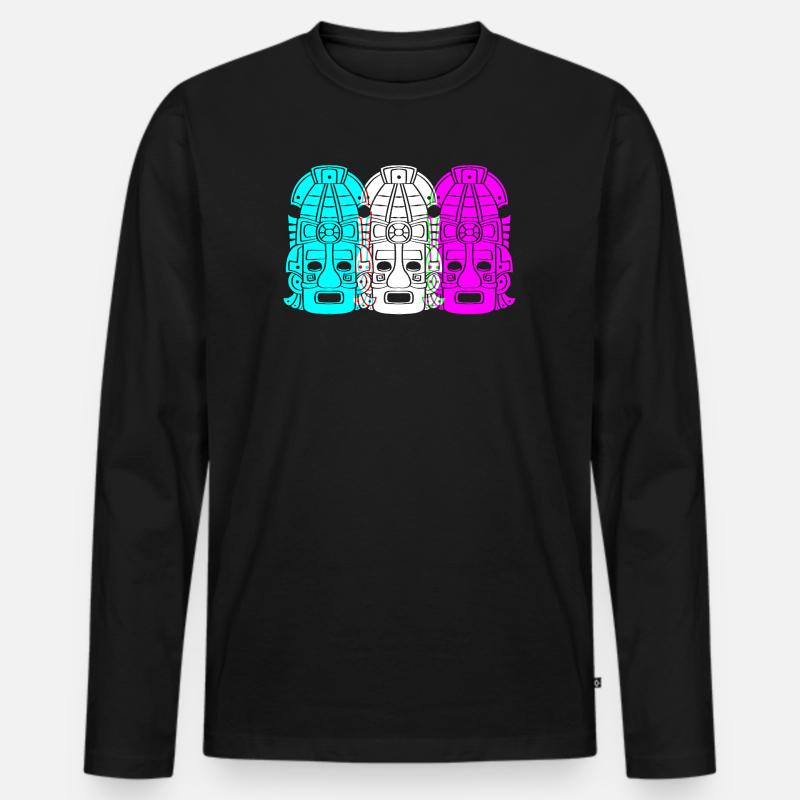 Maya kalender aztec Inka - Männer Premium Bio Langarmshirt - Schwarz