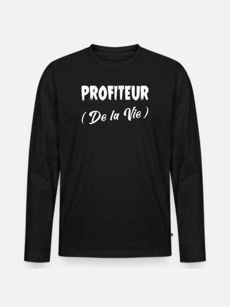 PROFITEUR (DES LEBENS)! - Männer Premium Bio Langarmshirt - Schwarz