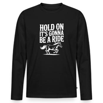 Warte kurz – Es wird eine Fahrt - Männer Premium Bio Langarmshirt - Schwarz - Vorne - Nico (187cm)