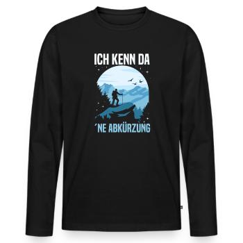 Je sais qu’il existe un raccourci pour le cadeau de randonnée - T-shirt manches longues Premium bio Homme - noir - Devant - Nico (187cm)