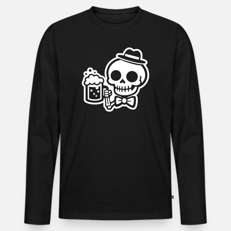 Skelett Bier - Männer Premium Bio Langarmshirt - Schwarz