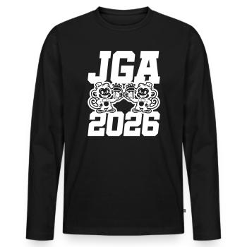 Jga 2026 Junggesellenabschied Affen - Männer Premium Bio Langarmshirt - Schwarz - Vorne - Nico (187cm)
