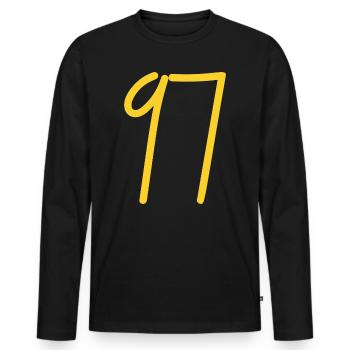 97 - Men's Premium Organic Long Sleeve Shirt - black - Front - Nico (187cm)