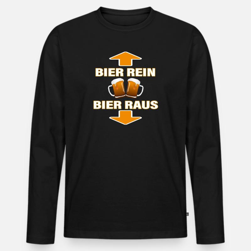 BIER REIN - BIER RAUS - Männer Premium Bio Langarmshirt - Schwarz