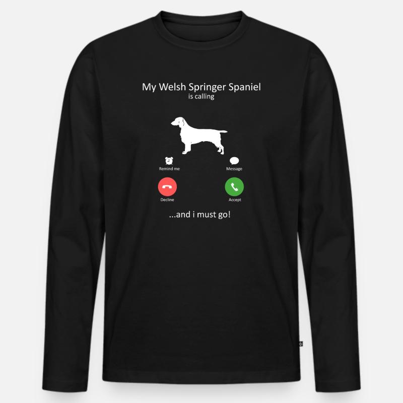 Welsh Springer Spaniel ruft lustigen Hund - Männer Premium Bio Langarmshirt - Schwarz