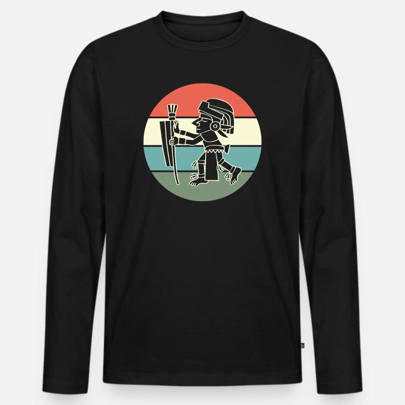aztec Maya kalender Inka - Männer Premium Bio Langarmshirt - Schwarz
