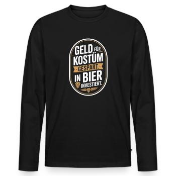 L’argent du carnaval économisé pour la fête costumée de bière et alcool - T-shirt manches longues Premium bio Homme - noir - Devant - Nico (187cm)