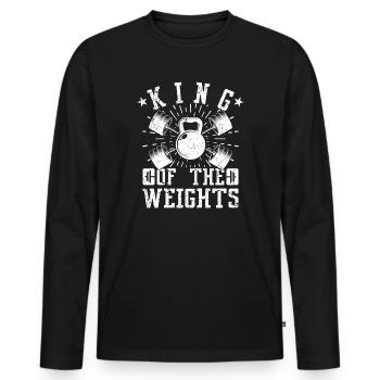 Powerlifting Bodybuilder King Of The Weights Gym - Men's Premium Organic Long Sleeve Shirt - black - Front - Nico (187cm)