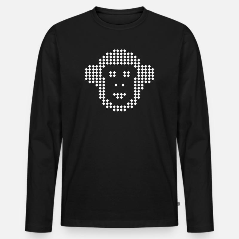 Pixel Monkey Diamond Emblem - Men's Premium Organic Long Sleeve Shirt - black