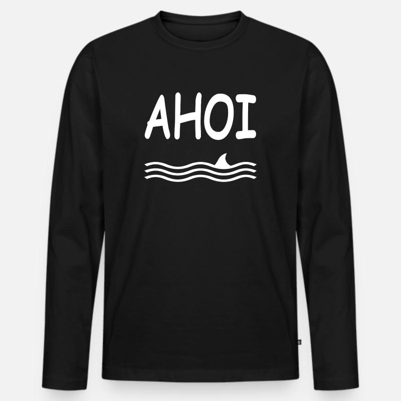 Ahoi - Männer Premium Bio Langarmshirt - Schwarz