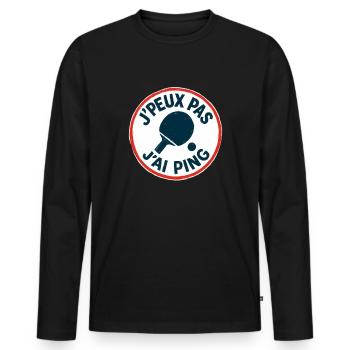 Ich kann nicht, ich ping. - Männer Premium Bio Langarmshirt - Schwarz - Vorne - Nico (187cm)
