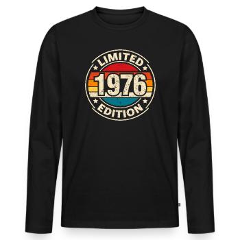 Limited Edition 1976 50. Geburtstag - Männer Premium Bio Langarmshirt - Schwarz - Vorne - Nico (187cm)